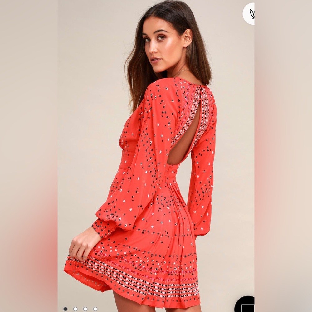 Cohryns Robe Free People Coryn Coral Orange Print Dress - Gem